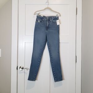 Good American Good Curve Skinny High Rise Blue Jeans Light Distressed  Size 4/27